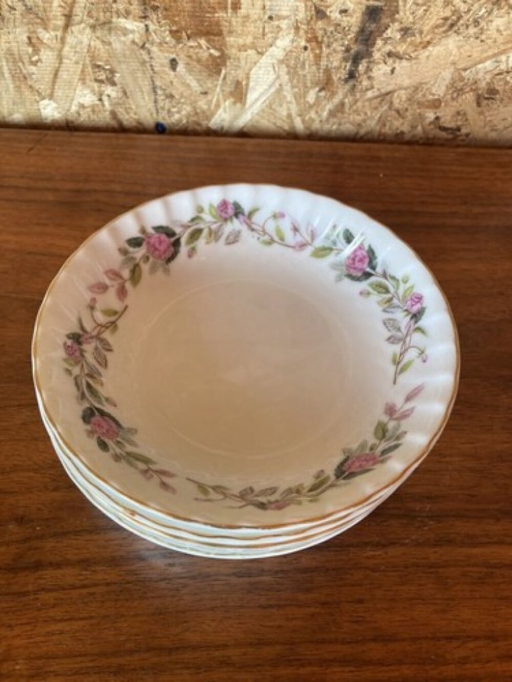 4 Vintage Creative‎ Fine China Regency Pink Rose Fruit Bowls 5.5" Japan 2345